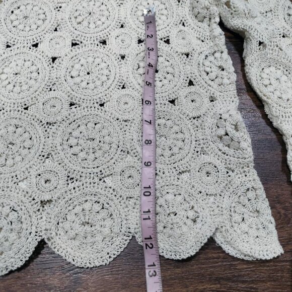 Zara Womens Cream Crochet boho Lace Long Sleeve Top S - Picture 7 of 9